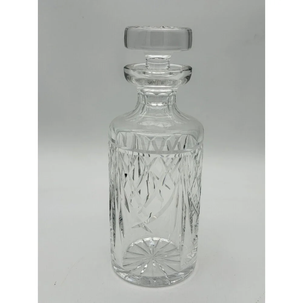 Vintage Waterford Crystal Ireland Cut Glass Etched Spirit Decanter w/Stopper